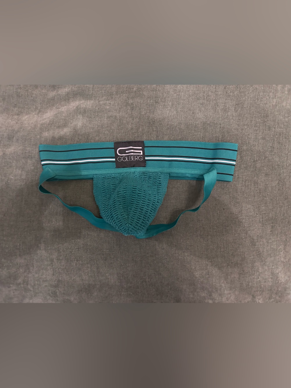 Goldbergh Teal Knit Jockstrap with Striped Waistband